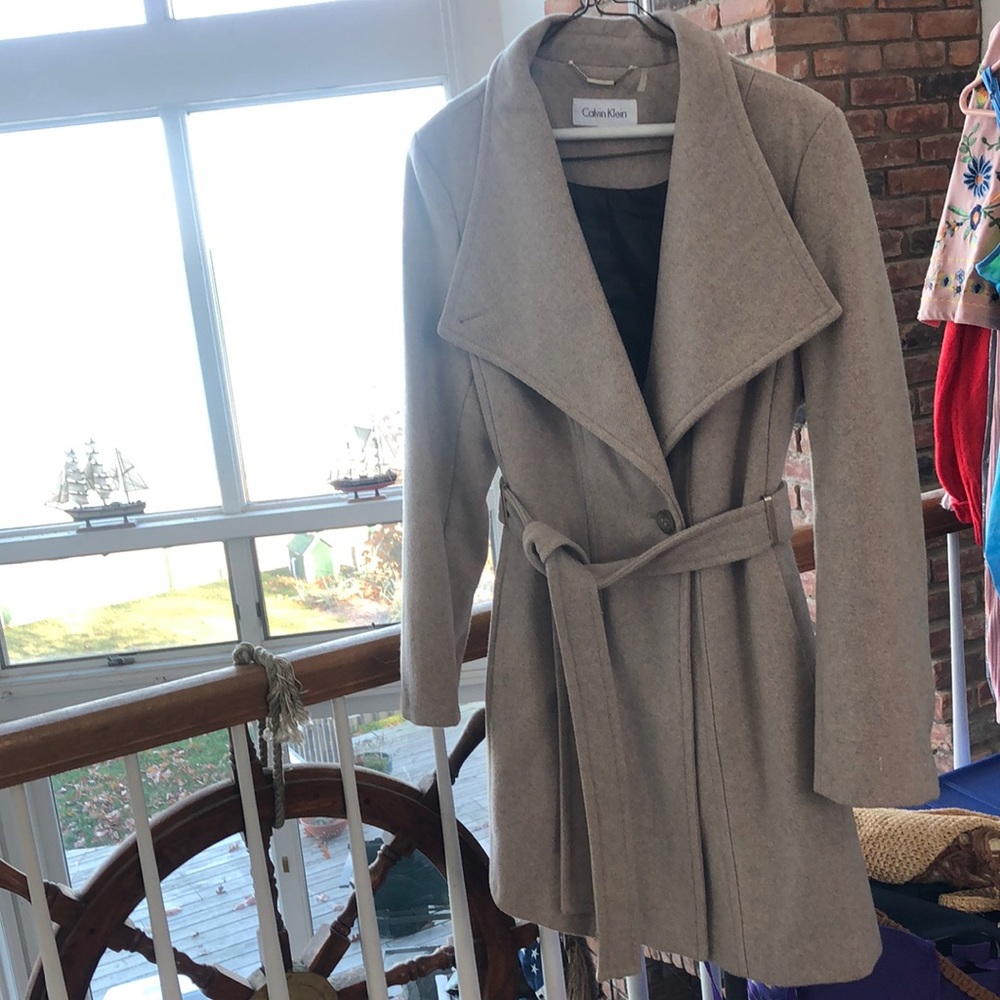 Tan Calvin Klein pea coat